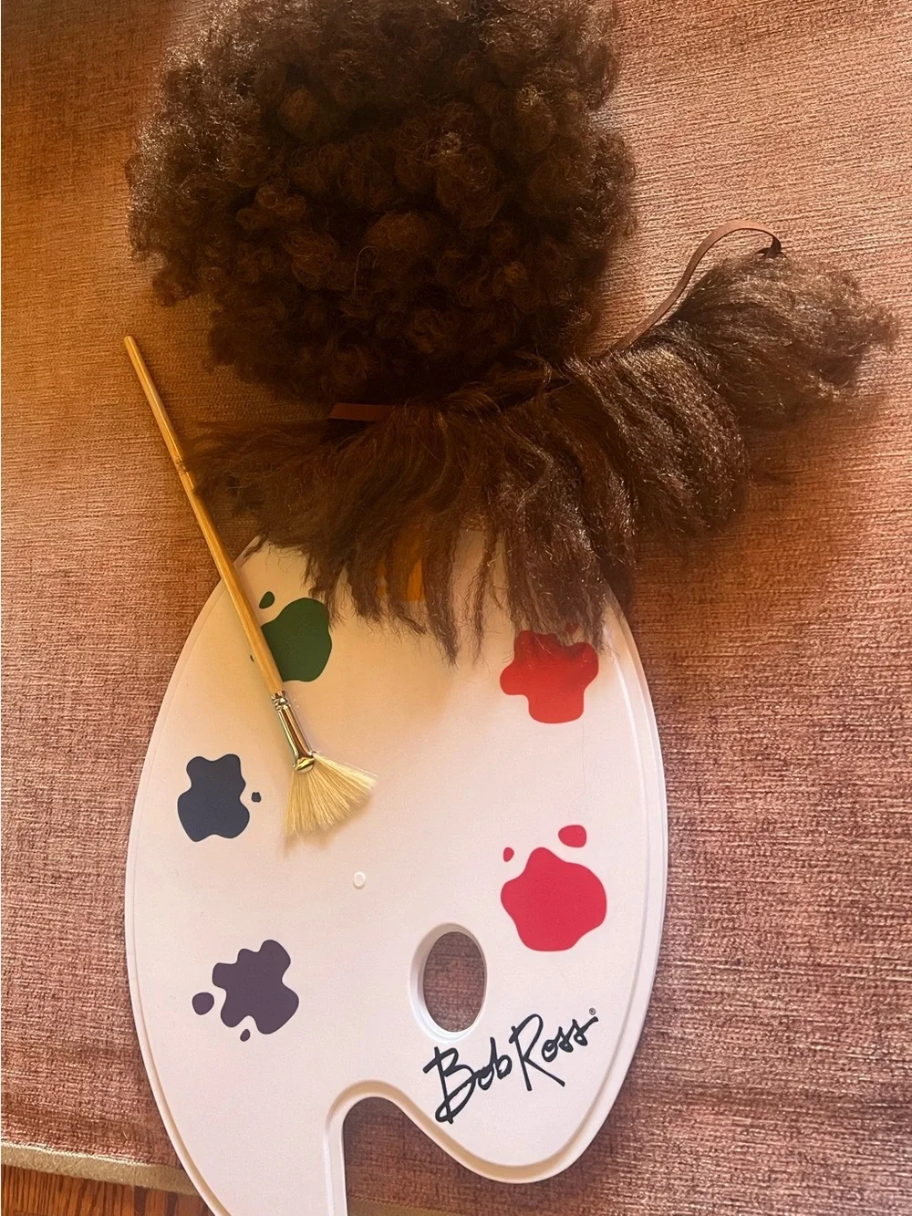 Bob Ross Costume Painter’s Palette, Brush, Wig, Beard Halloween NO shirt Spirit - Picture 2 of 2